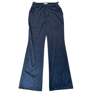 NWT GOOD AMERICAN Velvet wide leg trousers. Black size 3.